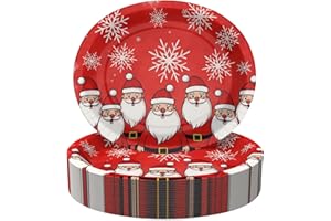 Tbsone 50-Count Christmas Disposable Paper Plates: Large Oval Heavy-Duty Dinnerware Set for Xmas Party Supplies and Holiday D