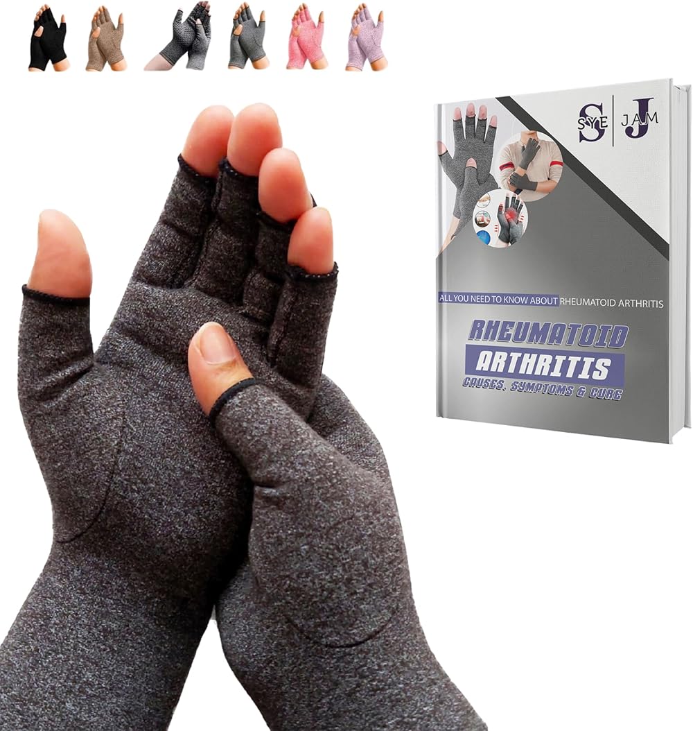 SyeJam Arthritis Gloves Fingerless Grey Medium 1 Pair