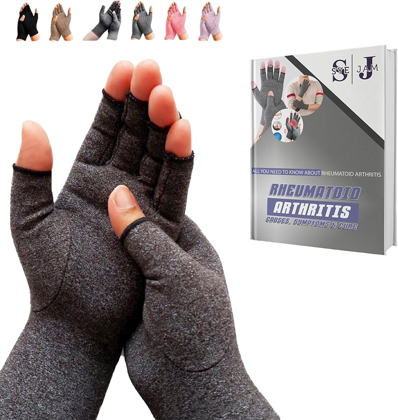 SyeJam Arthritis Gloves Fingerless Grey Medium 1 Pair