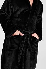 CityComfort Mens Fleece Robe with Hood, Super Soft Bathrobe L Black view 5