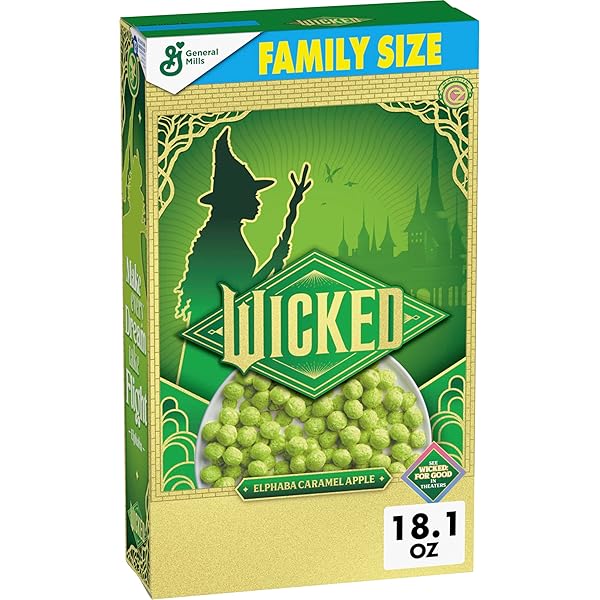 WICKED CEREAL, ELPHABA CARAMEL APPLE FLAVORED, FAMILY SIZE, 18.1 OZ
