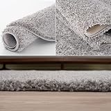 THE RUGS Grey Shaggy Round Rug 120 cm Soft Easy to Clean 30 mm Thick view 5