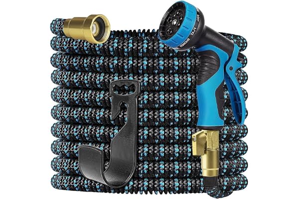 50Ft Expandable Garden Hose Water Hose - Kink Free Flexible Expending Hose with 10 Function Spray Nozzle and 3-Layers Latex,