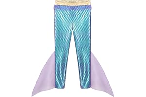 Moily Mens Mermaid Pants Halloween King of The Seas Costume Metallic Shiny Fishscale Leggings