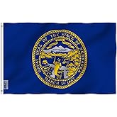 ANLEY Fly Breeze 3x5 Foot Nebraska State Flag - Vivid Color and Fade proof - Canvas Header and Double Stitched - Nebraska NE Flags Polyester with Brass Grommets 3 X 5 Ft