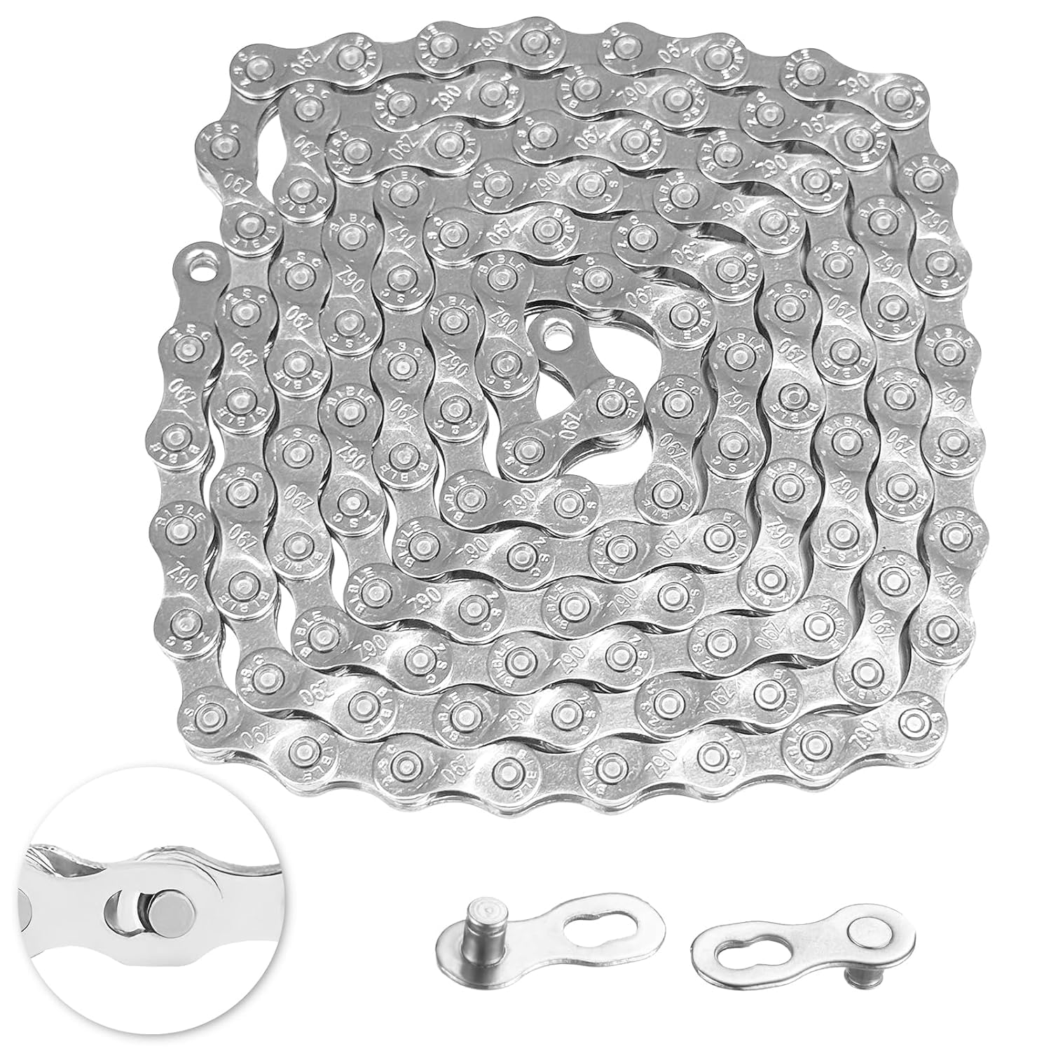 Photo 1 of AGJIQ 21/24/27 Speed Bike Chain, Bicycle Mountain Bike Chain, 116 Links Single & Multi Speed Bikes Chain, Compatible with 8/9/16/18 Speed Positioning Systems(Silve)