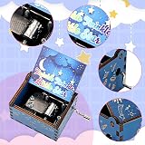Cobee Hand Crank Wood Music Box Twinkle Twinkle Little Star Engraved Blue view 3