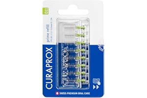 Curaprox CPS 011 Prime Refill Interdental Brushes, 8-Piece Refill Pack interdental Brushes CPS 011 Prime, 1.1 mm to 5.0 mm, Green