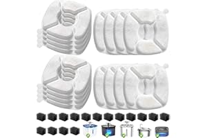 VANVE 32 Pcs Cat Water Fountain Replacement Filters-16 Pack Cat Fountain Filters with 16 Pack Sponges, Enhanced Compatibility Pet Fountain Filter Fit for 95oz/2.8L 135oz/4L 67oz/2L Pet Drinking Fountain