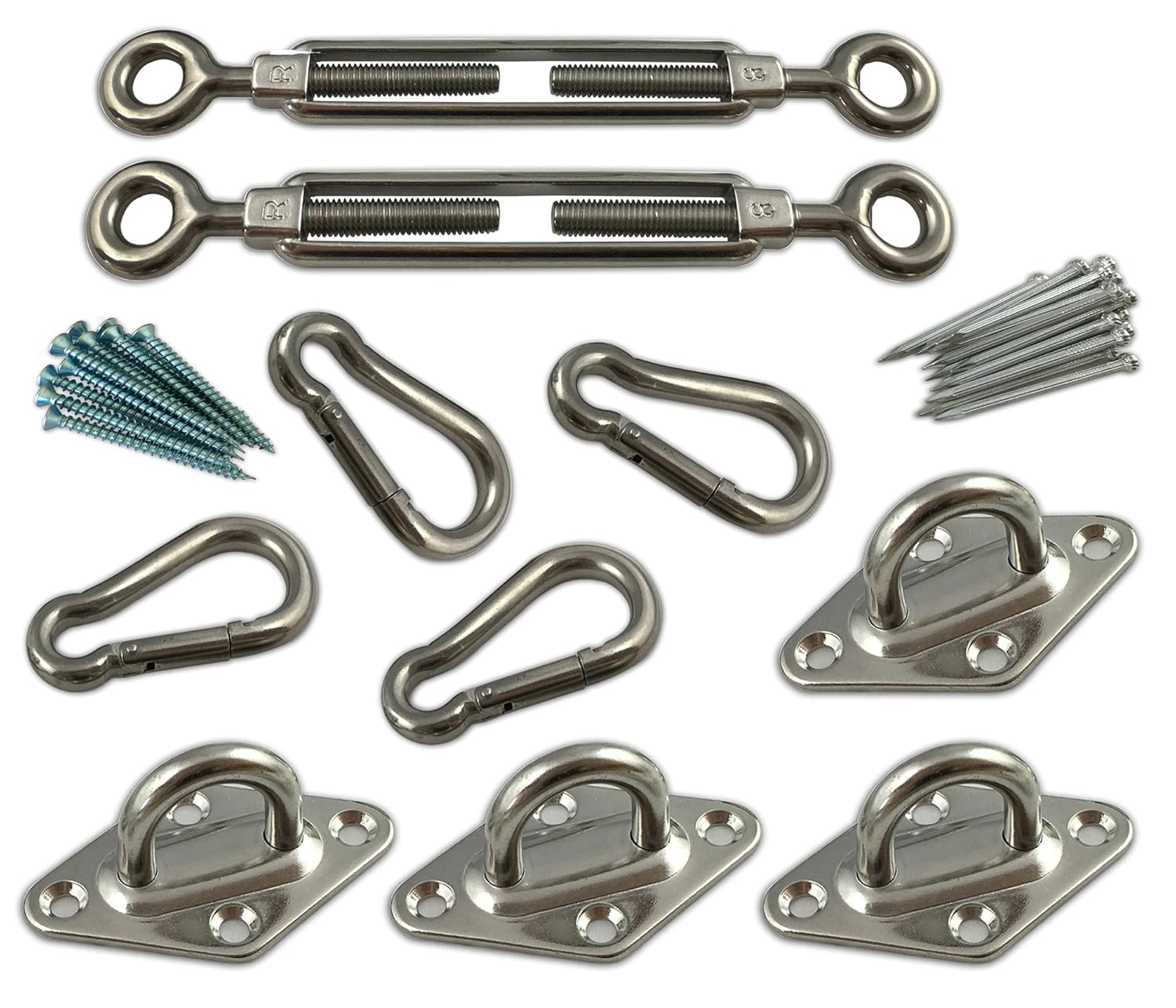 Muzata Heavy Duty Sun Shade Sail Complete Hardware Kit For Square Sun