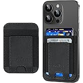 ExtreLife Phone Card Holder, Leather Wallet Stick On, Strongest Adhesive, RFID Blocking, Fit 7 Cards, Black