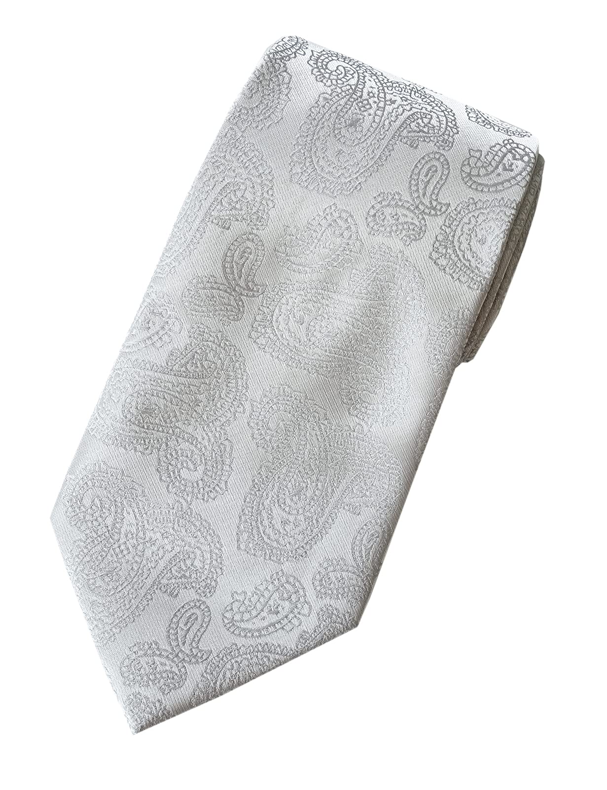 Towergem Extra Long Fashion Tie Paisley Men's Woven Jacquard Handmade Necktie (Light silver)