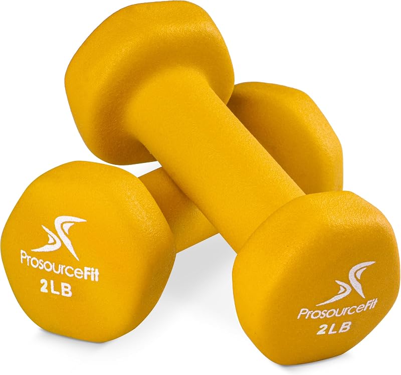 ProsourceFit Neoprene Dumbbell 2 lb Hex Non-Slip Grip Coated