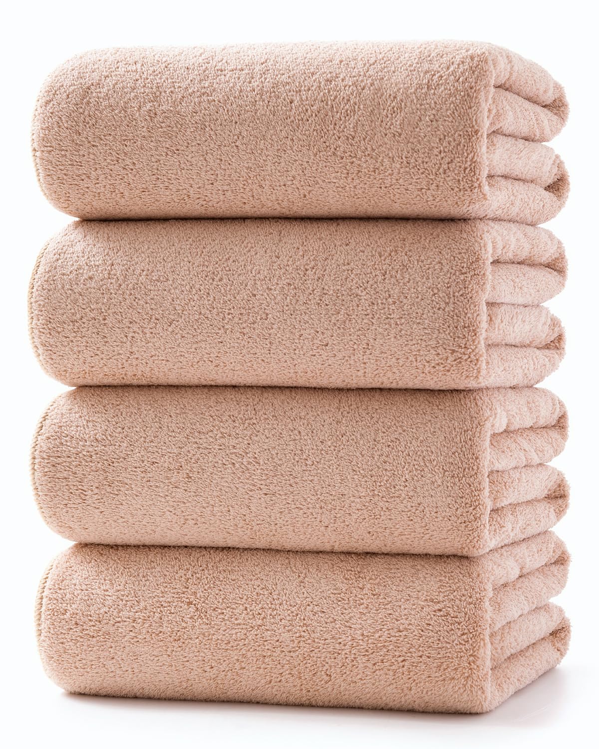 Lumimi Towels 4 Piece Bath Sheet Towel Set Super Soft Absorbent Light Weight Dry Well and Durable Gym Beach Travel, 55" L x 27" W, 4 Pack Beige