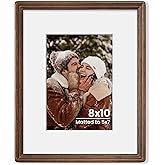 Axeman 8x10 Natural Solid Oak Wood Picture Frame with 5x7 Mat, Premium Rustic Wooden Photo Frames with Plexiglass, Poster Photo Frame Suitable for Gallery Wall Mount or Tabletop Display, Walnut