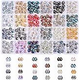 Vtssvow Crystal Glass Beads, 240pcs Faceted Crystal Beads for Jewelry Making, 24 AB Colors Shiny Teardrop Shape Jewelry Beads Glass Beads for Necklace Bracelet Earring DIY Craft, 8x10mm