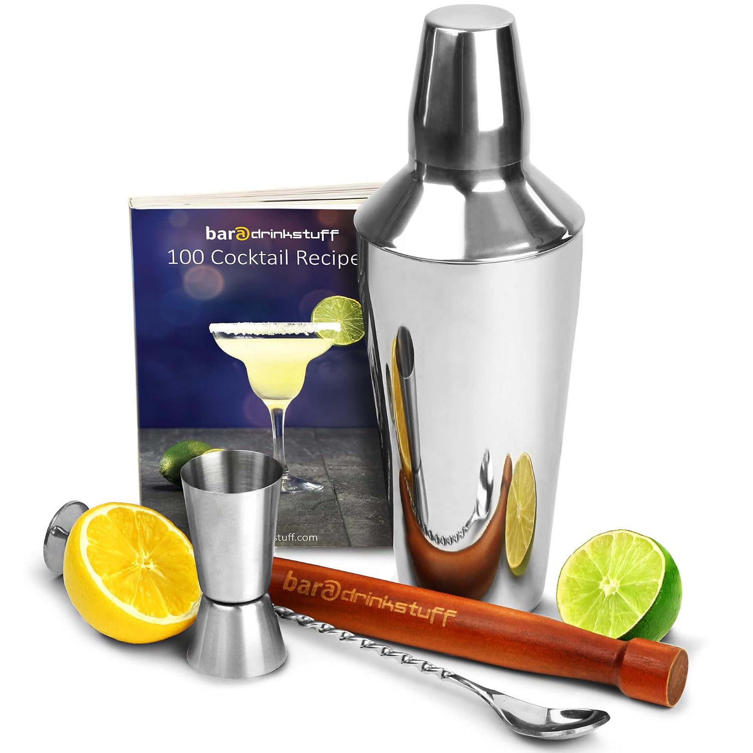 Bar Drinkstuff Mortero Cuchara Para Mezclar Medidor Sombrillas Para Decorar Juego De Cocteleria Incluye Libro De Receta Dosificador Agitadores En Ingles Conjuntos Para El Bar Hogar Y Cocina