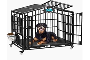 EasyCom 41'' Heavy Duty Indestructible Dog Crate, Escape Proof Kennel for High Anxiety Large Dog, Extra Large Steel Dog Cage 