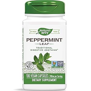 Nature's Way Premium Herbal Peppermint Leaf, 700 mg per serving, 100 Capsules (Packaging May Vary)
