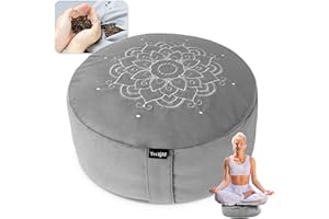 Yes4All Meditation Cushion, Floor Pillow Foam Zafu Buckwheat, Mandala Pattern Yoga Meditation Bolster Pillows, Floor Cushions