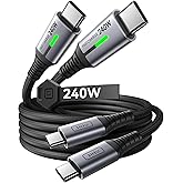INIU USB C to USB C Cable,240W Fast Charging Type C Charger Cord,Braided USBC Phone Charger Cable for iPhone 17 16 Pro Max Samsung S25 S24 Laptops MacBook Air 15 M3 iPad Switch[3.3 ft + 3.3 ft. Black]