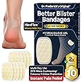 Dr. Frederick's Original Ultra Sport Better Blister Bandages for Feet - 10ct - Heel HexFlex Hydrocolloid Bandages - Ultimate Blister Prevention & Recovery - Waterproof - for Sports & Travel