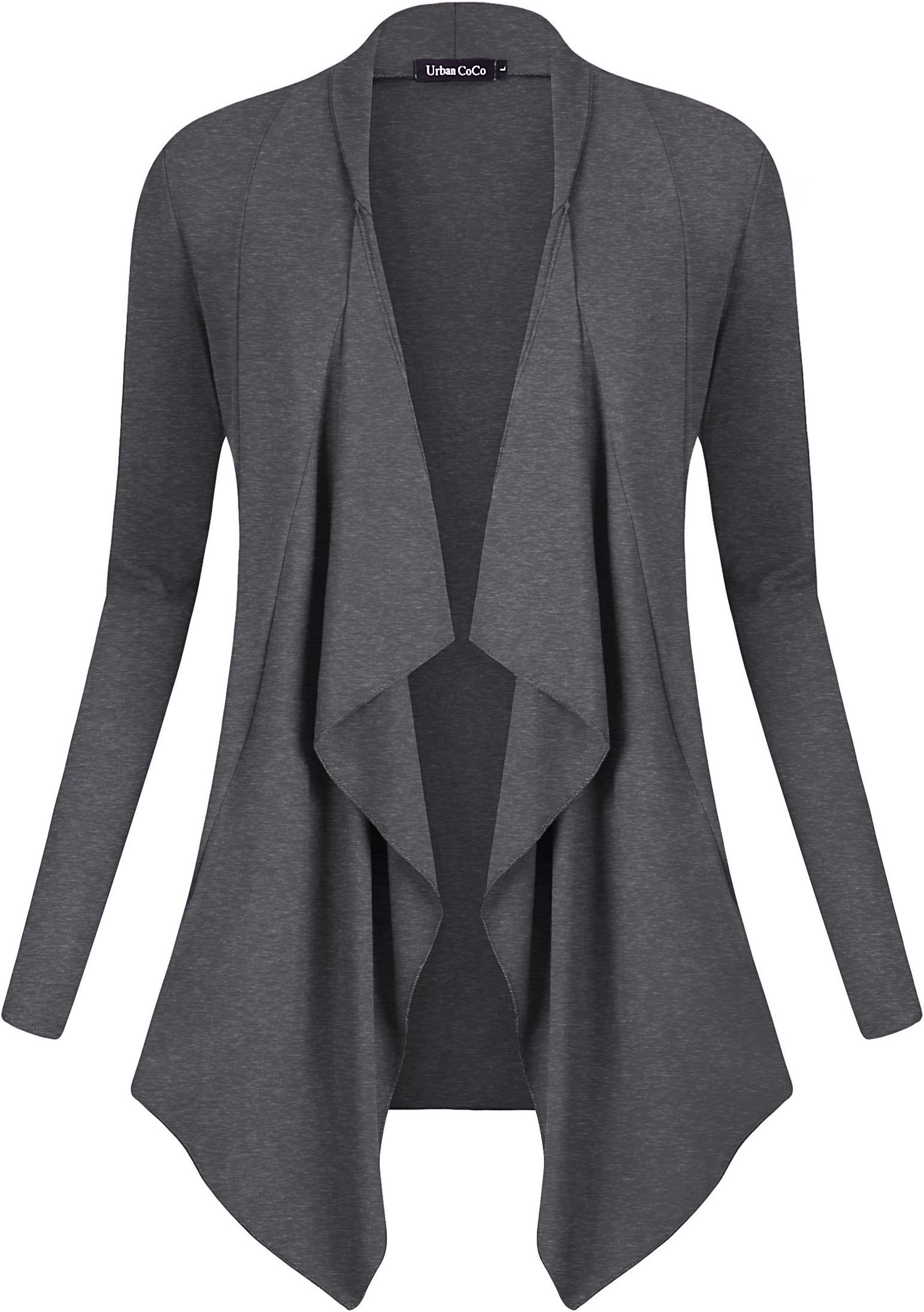 Urban GoCoWomen's Drape Front Open Irregular Hem Cardigan