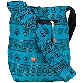 Blue Patchwork Handmade Crossbody Large Hobo Shoulder Bag Hippie Boho Fashion Everyday Casual Unique
