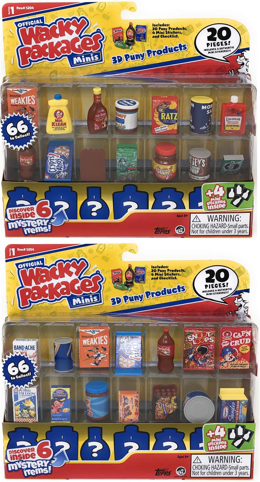 Wacky Packages Minis Series 1 - 20 Pc Display Pack Bundle of 2 - 40 Pieces Total