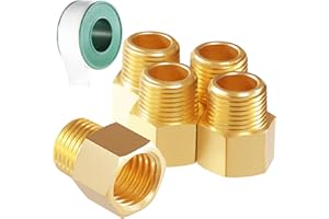 Msaeiqun 5PCS 1/2 Inch Female Pipe x 1/2 Inch Male Pipe Solid Brass Threaded Straight Pipe Reducing Hex Nipple Fittings Extension Connector Adapter Coupling for Pipe Line/Oil/Gas