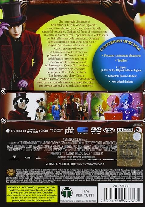 Amazon Com La Fabbrica Di Cioccolato Disco Singolo Italian Edition Johnny Depp Noah Taylor Tim Burton Movies Tv