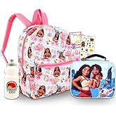 Disney Moana Backpack with Lunch Bag Set - Bundle Backpack, Lunch Box, Stickers, Water Bottle, More | Moana School Bag for Girls