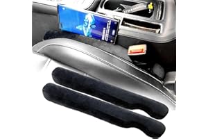 Wuzno Car Seat Gap Filler Universal Fit Accessories Flannel Stopper/Catcher to Fill The Gap Between Seat and Console Black Car Crevice Blocker 2 Pack YMT-CSGF01