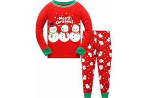 POPSHION Kids Christmas Pajamas 100% Cotton Toddler Girls Long Sleeve Elf Pjs Set Boys Xmas Jammies 3t-10t