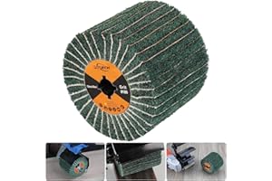 POTUINOM Non-Woven Wheel Surface Conditioning Tool, 180 Grit 120 x 100 x 19 mm Abrasive Drawing Polishing Wheel with Sandpaper for Wood Metal Burnishing Wheel 4.7"x 4"