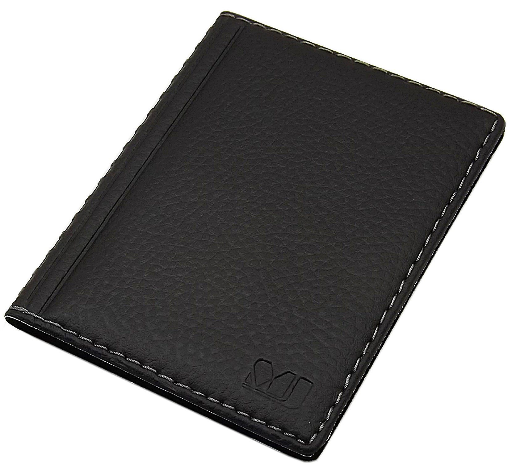 myledershop Elegant ID and Credit Card Holder with Contrast Stitching 12 Pockets MJ-Design-Germany Made in EU (Design 2 / Black)