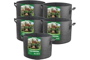 BESTIO Grow Bags 15 Gallon 5-Pack,Plant Grow Bags for Vegetables Fruits Flowers with Durable Handles,Outdoor Thickened Nonwoven Garden Grow Bags