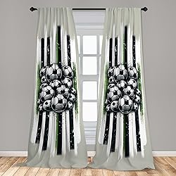 Ambesonne Soccer Window Curtains Pack of