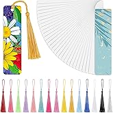 Tenare 30 Pieces Sublimation Blank Bookmarks Metal Heat Transfer Aluminum Bookmarks Bulk with Hole and Colorful Tassels for School Birthday Wedding DIY Projects and Gift Tag