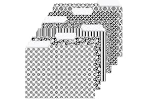 24 Elegant Black File Folder Value Pack - Set of 24 (6 Designs) 1/3 Cut Staggered Tabs, Letter-Size Designed Folders
