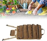 BROLEO Tool Roll Up Bag Organizer Khaki Oxford Cloth Separate Pockets Durable view 2