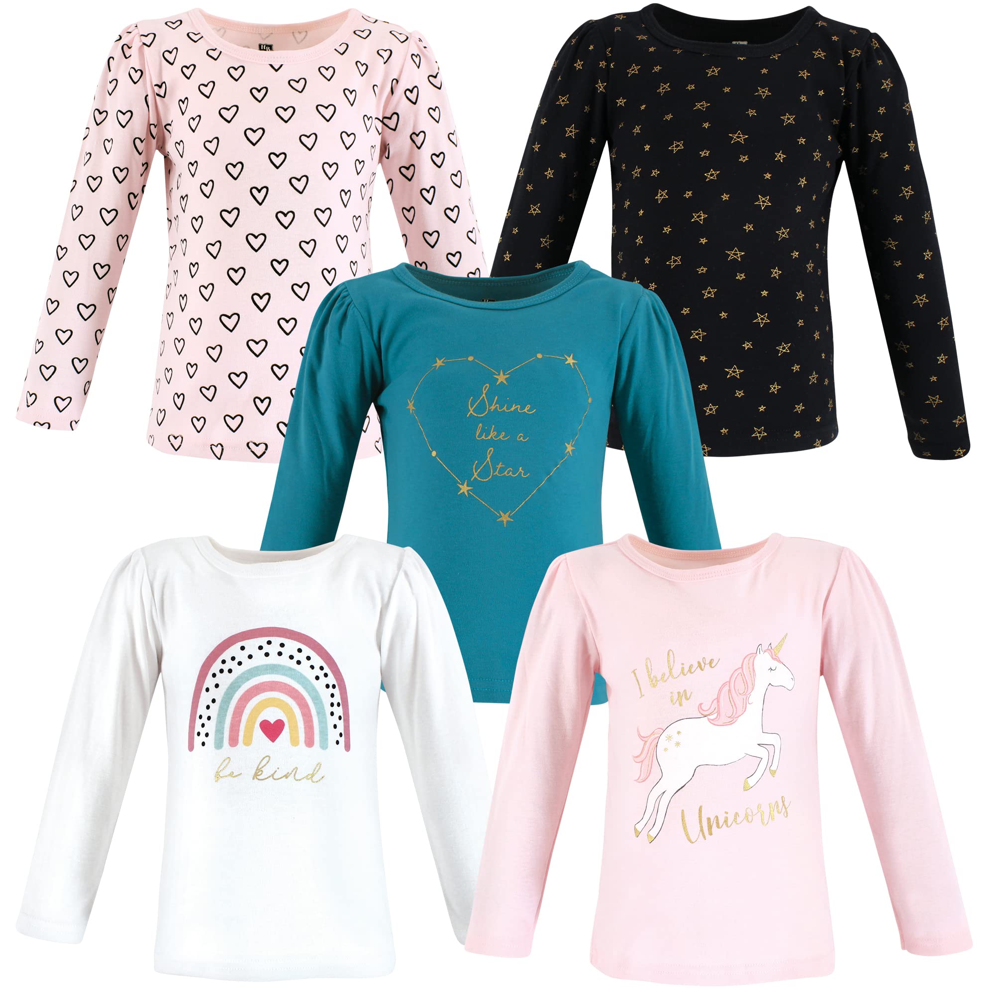 Hudson Baby Unisex Baby Long Sleeve T-Shirts, Unicorn Rainbow, 18-24 Months