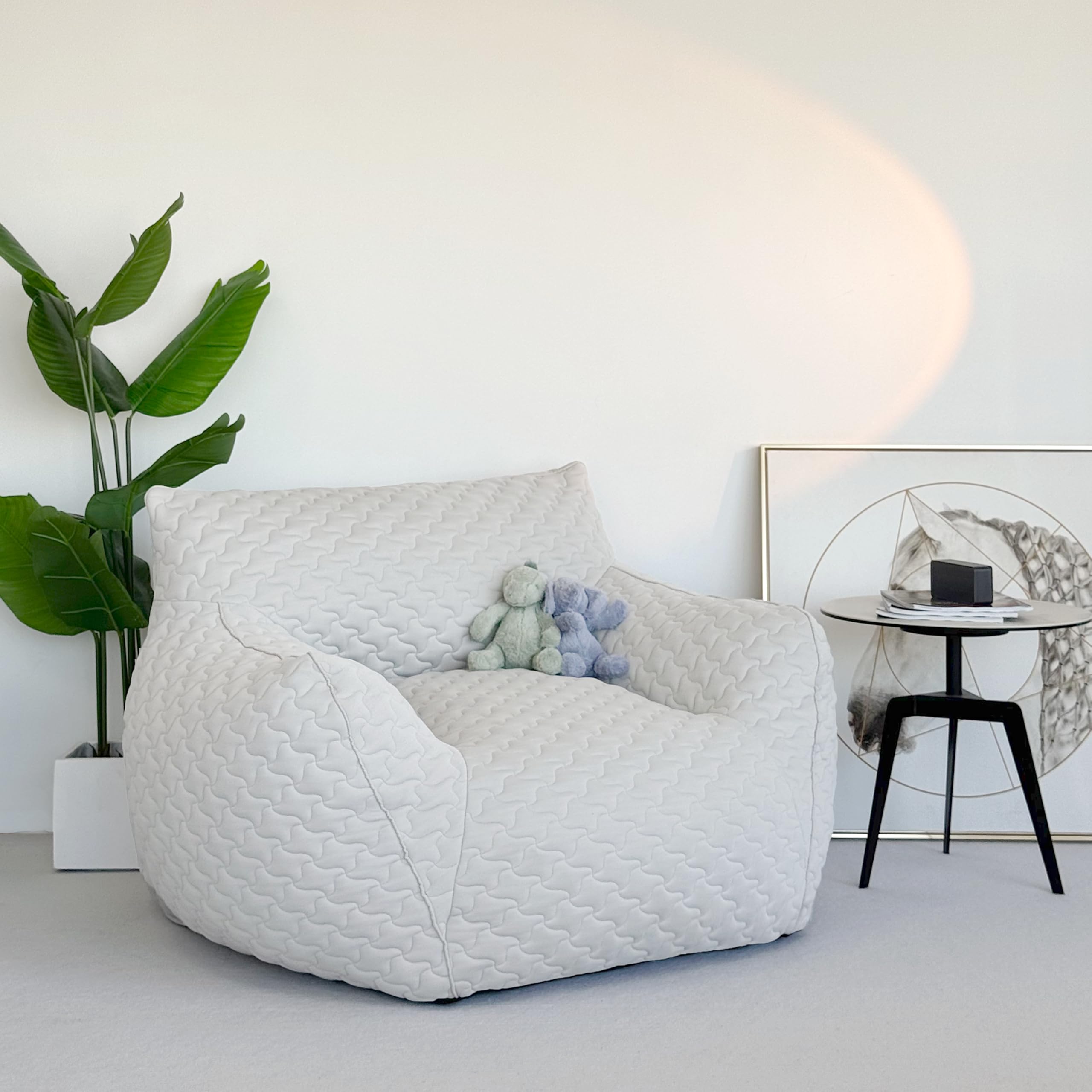 Photo 1 of FHIAYWEO Giant Bean Bag Chair with Filling, Bean Bag Chair with Armrests, Bean Bag Couch Stuffed High-Density Foam, 3D Quilted Fabric,Large BeanBag Chair for Adults in Livingroom,Bedroom