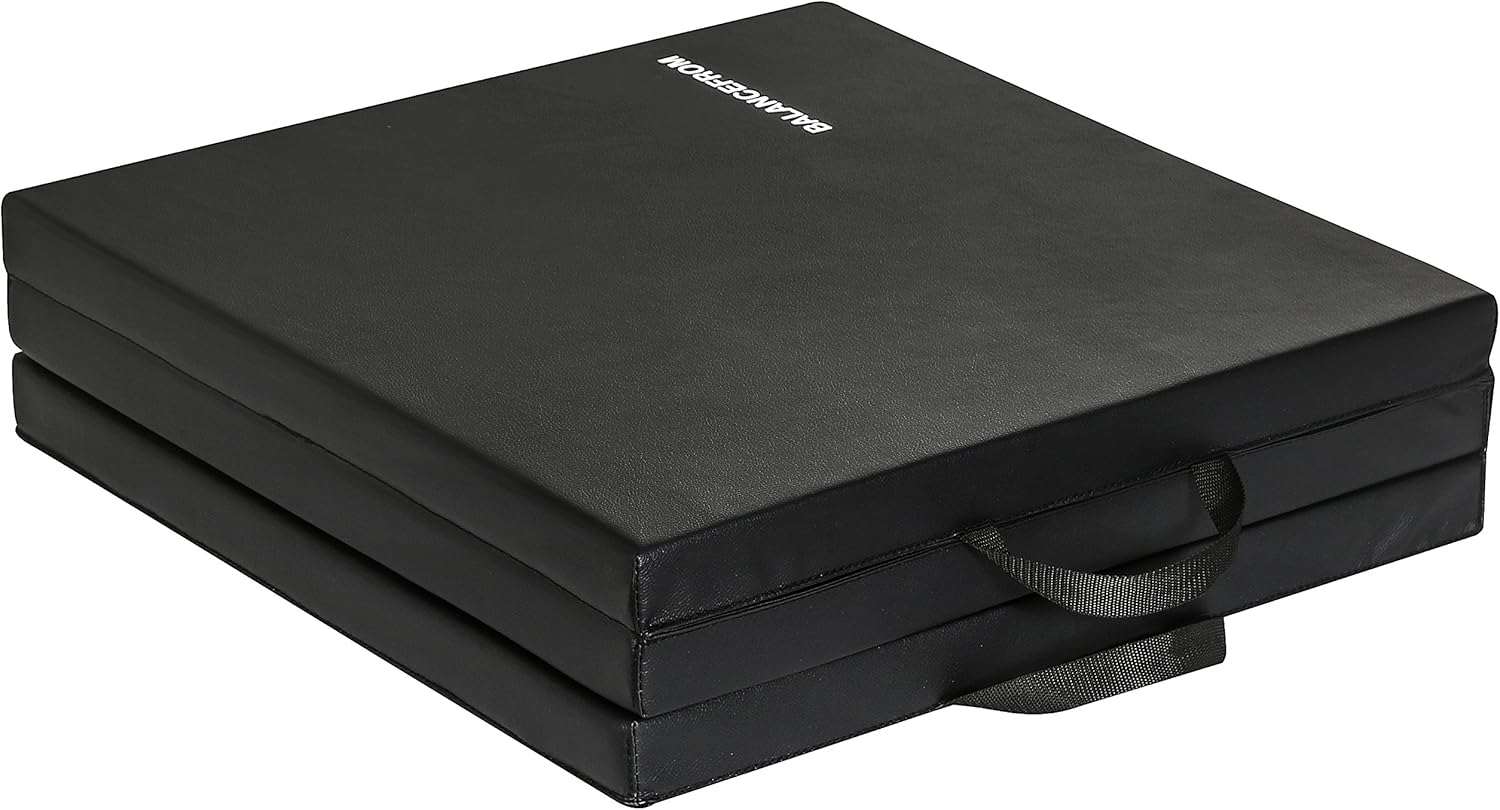 BalanceFrom 2" Thick Tri-Fold Folding Exercise Mat with Carrying Handles for MMA, Gymnastics and Home Gym Protective Flooring (Black) : Sports & Outdoors