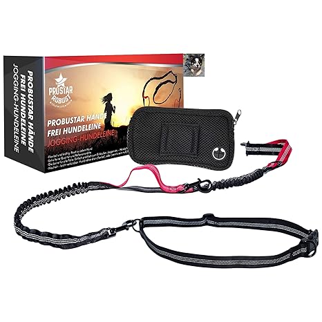 PRobuStar Joggingleine Hunde - Laufleine Bauchgurt Handytasche - Komfort-Hundeleine - zum Einkaufen, Spazieren, Laufen, Wande