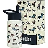 Wildkin Kids 14oz Stainless Steel Water Bottle – BPA-Free, Leakproof, Insulated, Easy-Clean - Horse Dreams