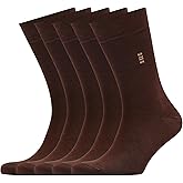 VRD Mens Dress Socks Bamboo Rayon 5-Pack Crew Socks Mid-Calf Length Fits Shoe Size 8-13 Gift Box