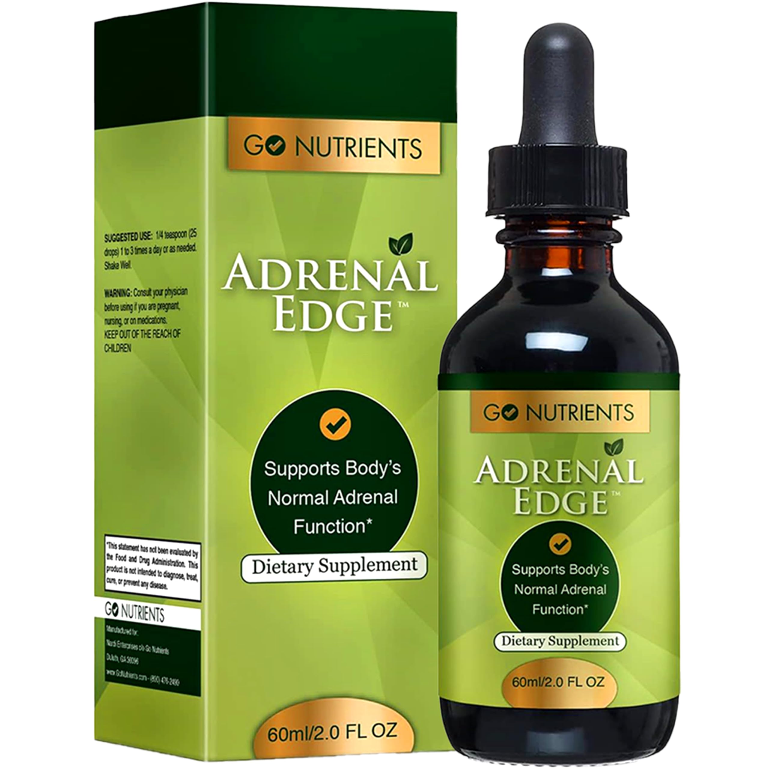 Go Nutrients Adrenal Edge – Adrenal Support Supplement Drops for Cortisol Management & Stress Relief – Liquid Herbal Tincture for Women’s Health, Focus & Promotes Restful Sleep – 2 oz