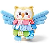 JoyCat Sensory Owl Baby Toy with Crinkle Feathers &amp; Mirror, 0-12 Months | Soft owl with flip feathers, crinkle textures and baby mirror encourages tummy time, grasping and visual play.