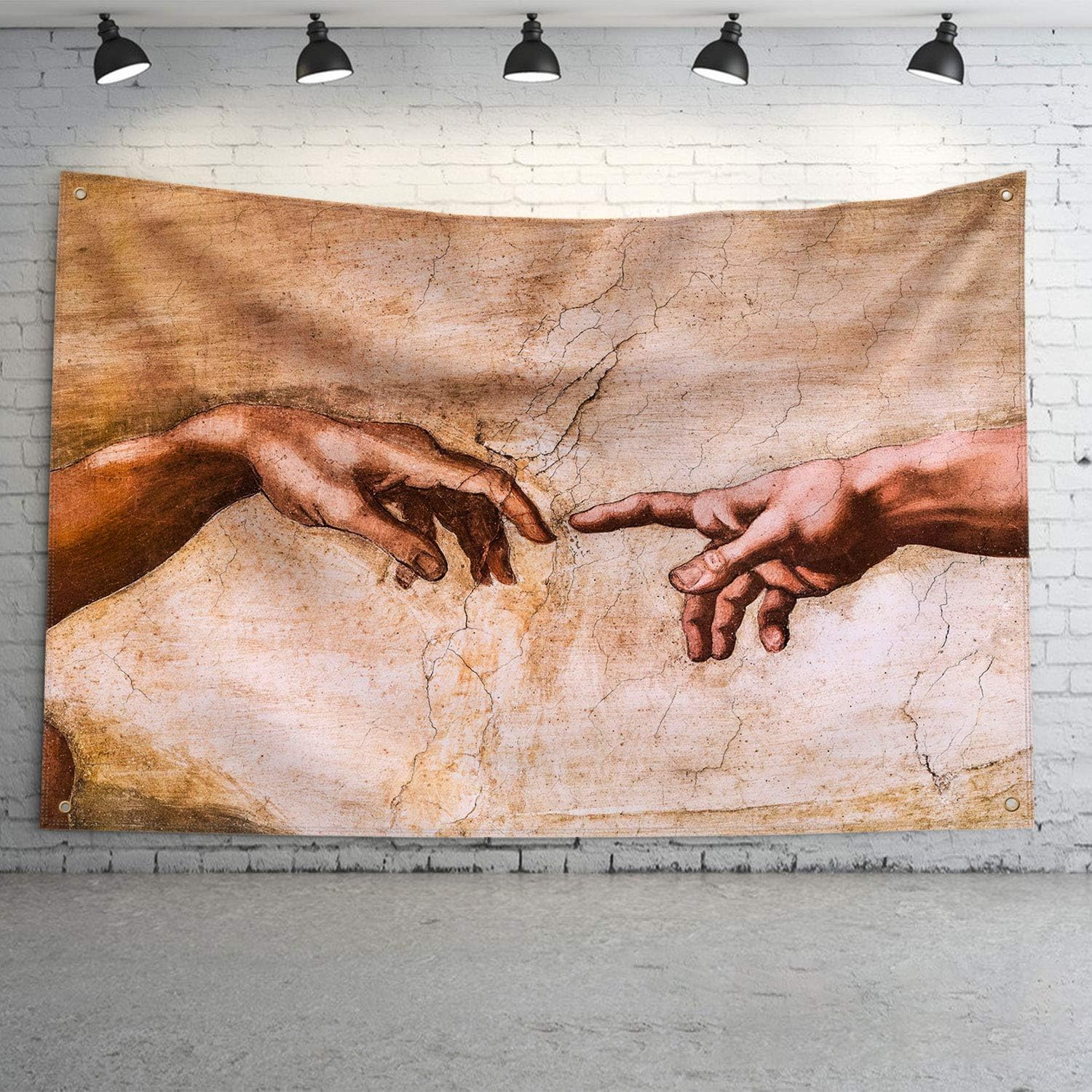 LONEA The Creation of Man - Hands by Michelangelo Buonarroti Banner Flag God and Adam Hands Art Print Poster with Brass Grommets for College Dorm Frat or Man Cave 3x5 Ft